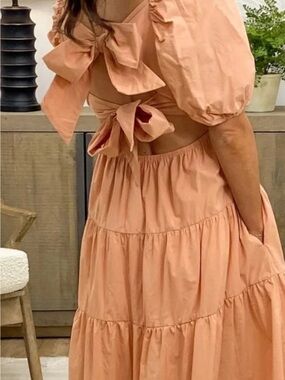 Shop Talulah Knightley Bow Back Tiered Puff Sleeve Mini Dress Size S